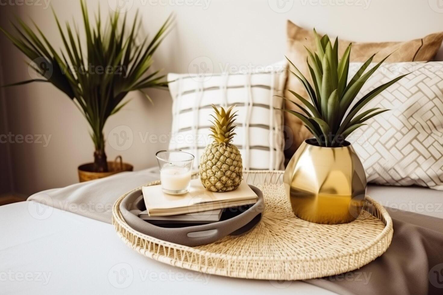 ai gerado dentro de casa quarto dentro boho estilo foto