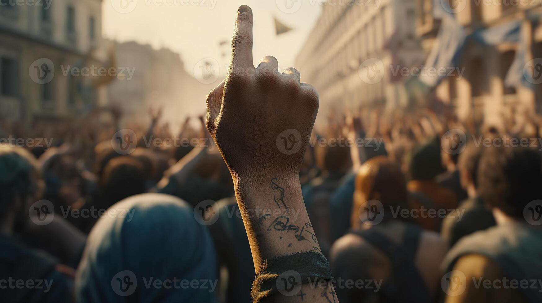 costas Visão do uma cara. a multidão colhido para protesto. generativo ai foto