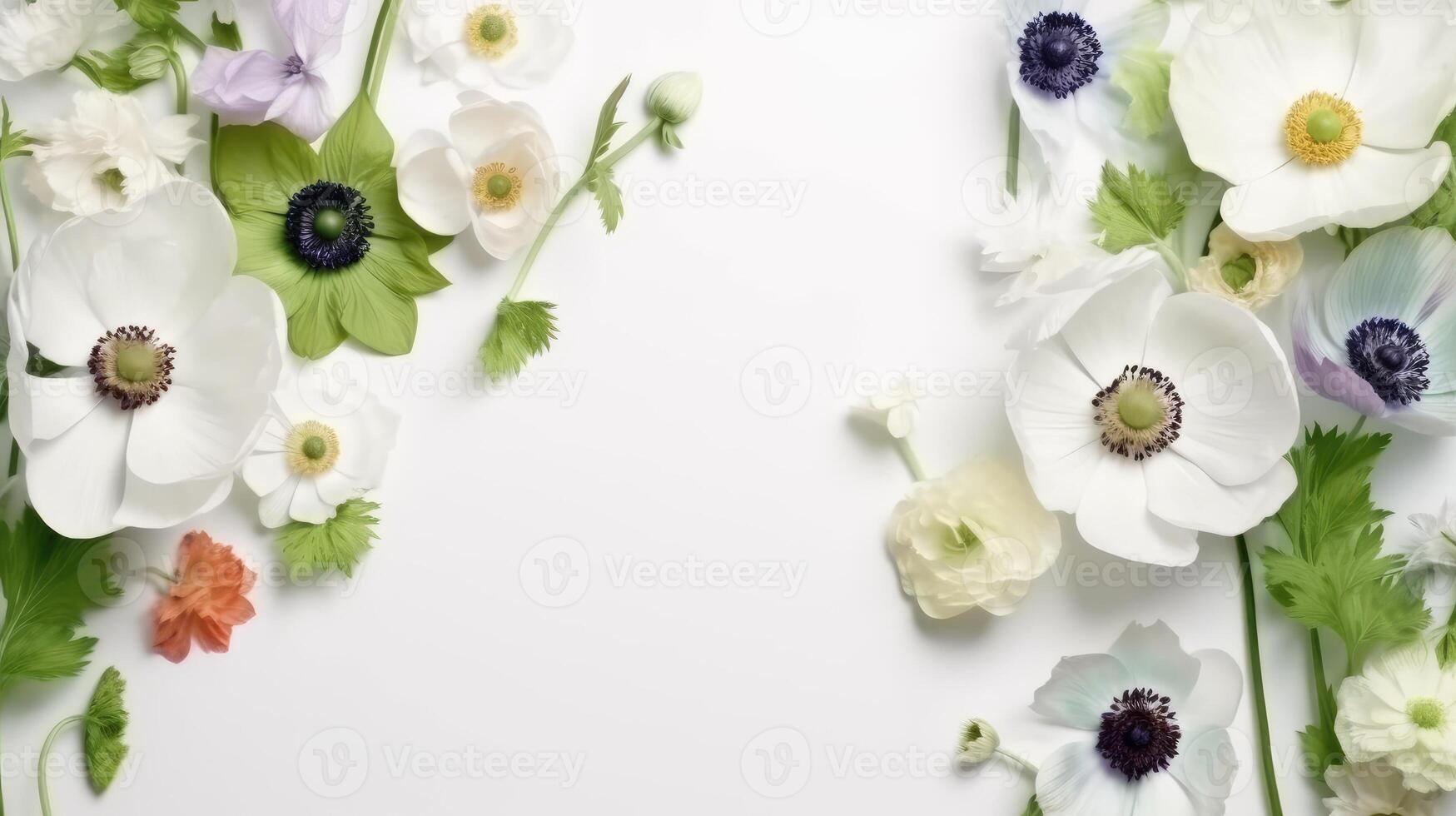 flor composição. vermelho papoula flores em branco mármore fundo. plano deitar. topo visualizar. Casamento fundo. festivo conceito. .criada com generativo ai foto