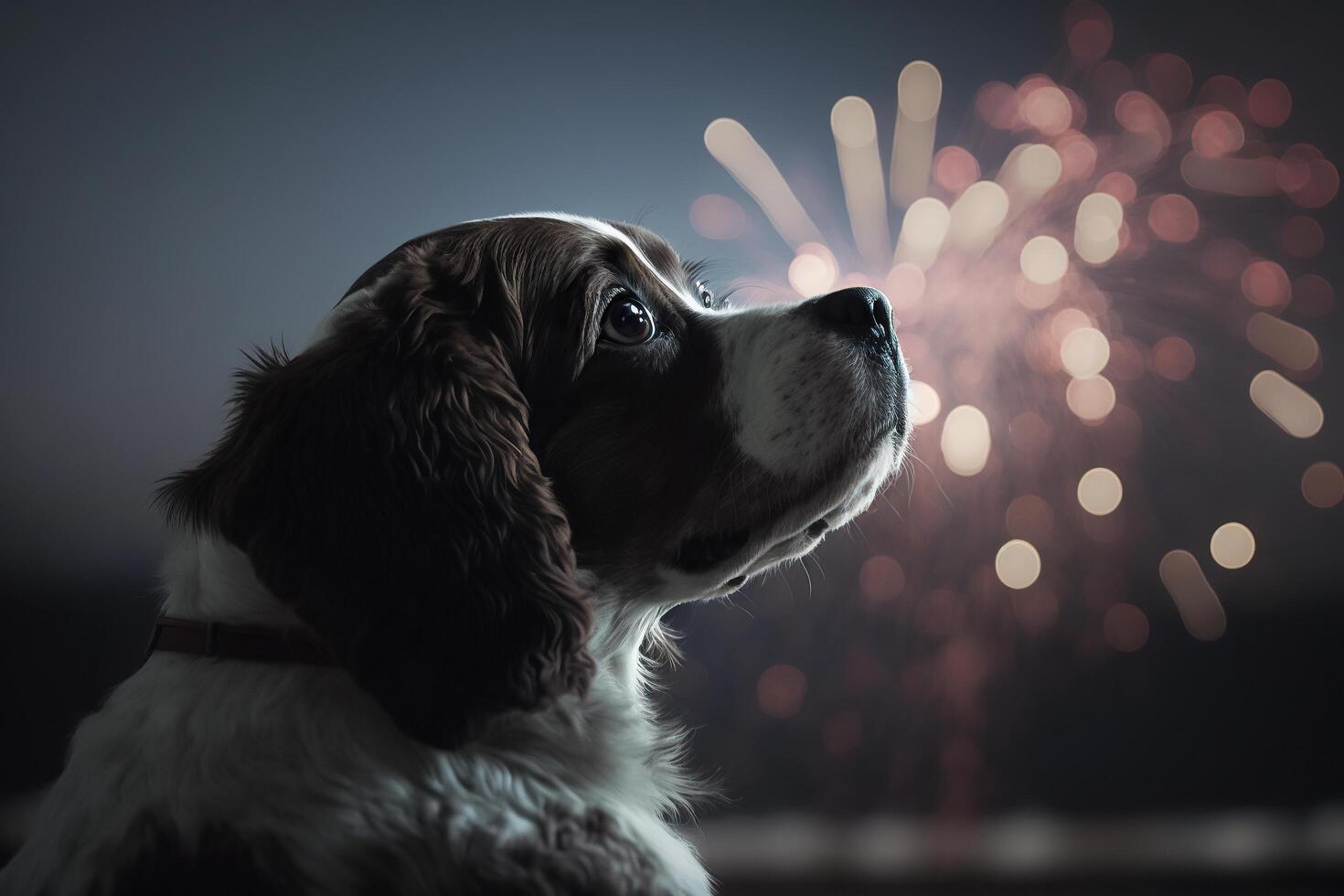 cachorro assustado de fogos de artifício. ai gerado. foto