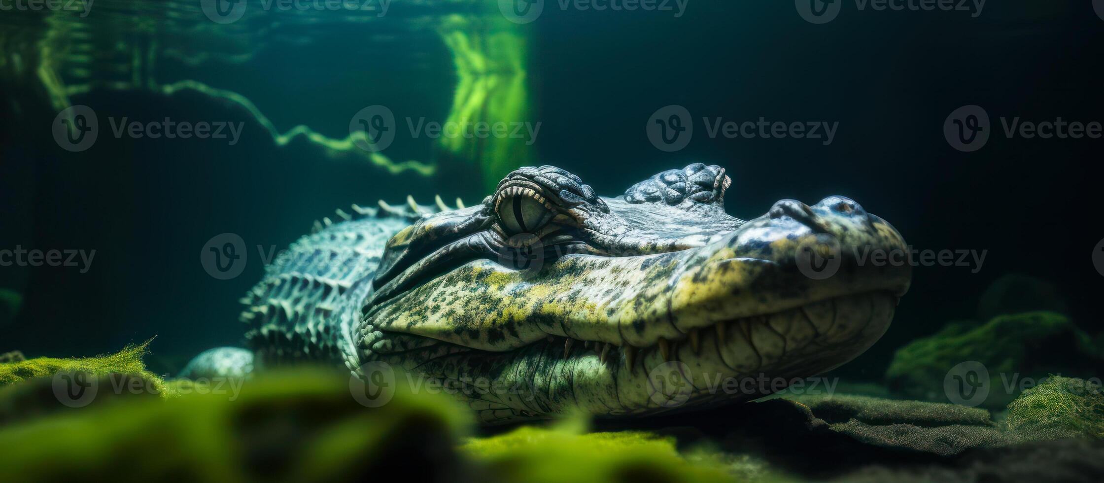 réptil crocodilo embaixo da agua generativo ai foto