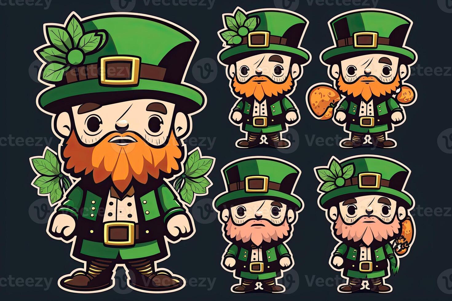 generativo ai ilustração do caprichoso irlandês desenho animado, trevo, cerveja, verde, Panela do ouro, feliz st. patrick dia, dobrando papel cortar arte foto