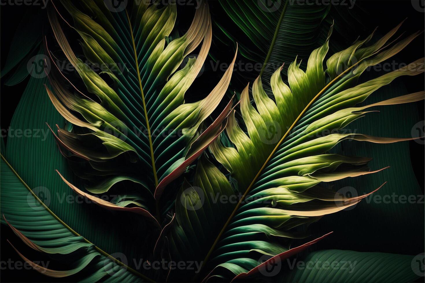 tropical folha fundo. folhas e galhos do Palma. generativo ai foto