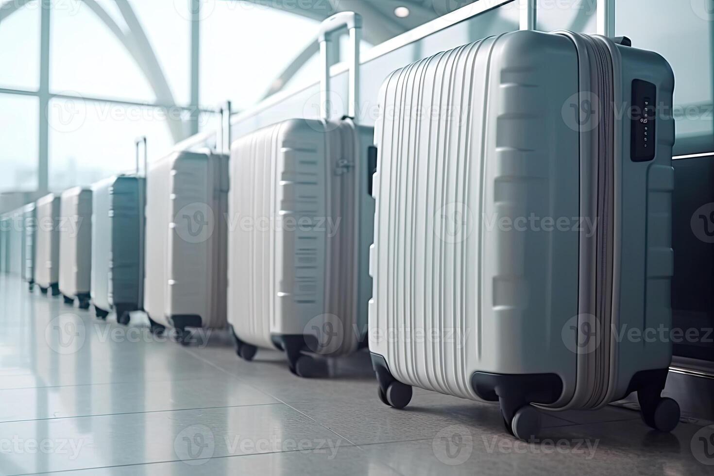 bagagem malas dentro aeroporto terminal. viagem conceito. generativo ai foto