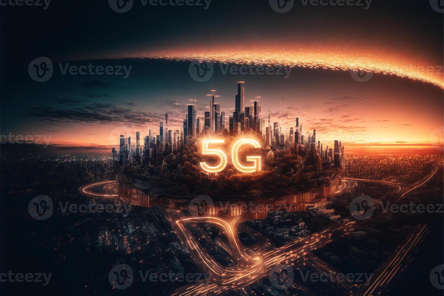 inteligente cidade com 5g conexão. generativo ai foto