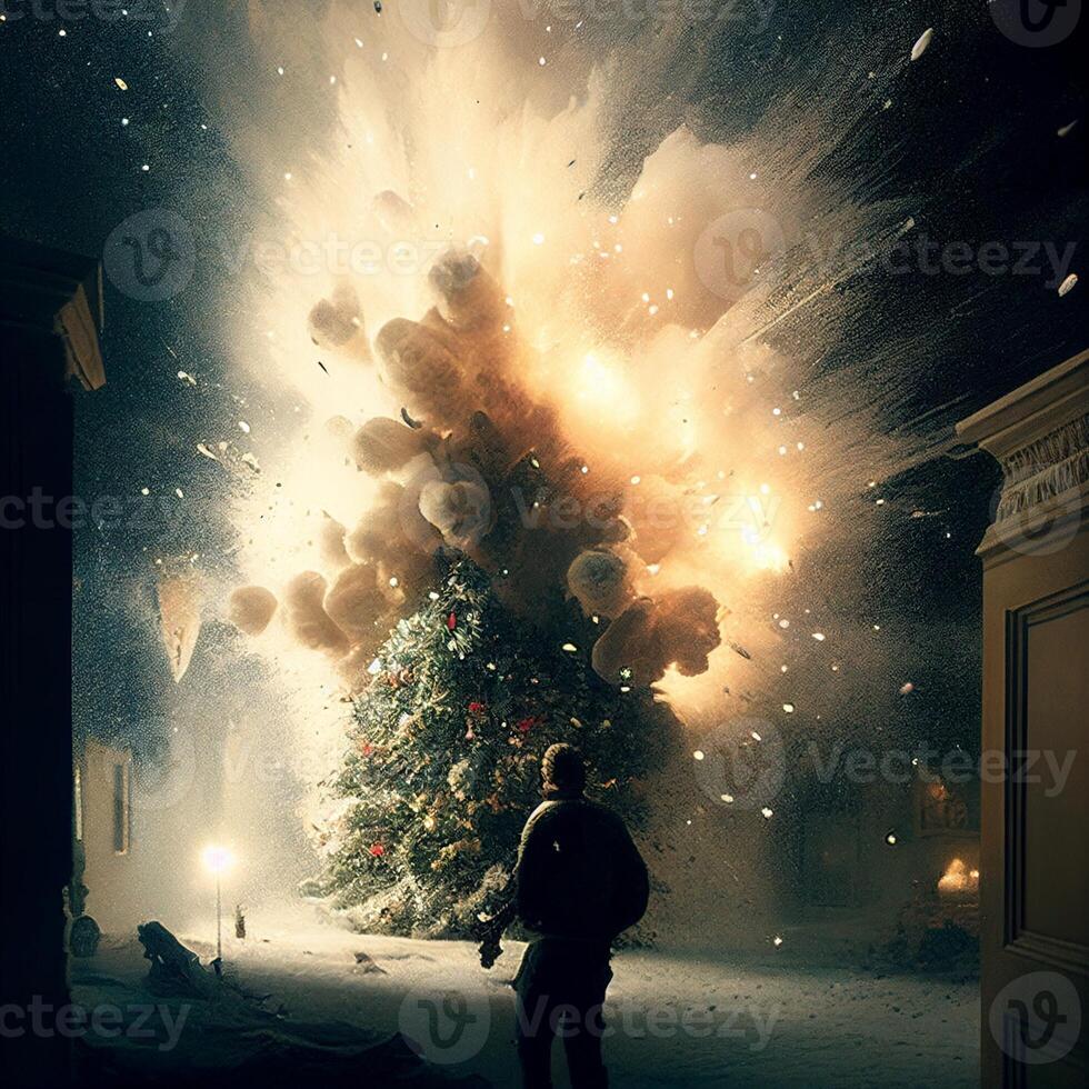 pessoa em pé dentro frente do uma Natal árvore. generativo ai. foto