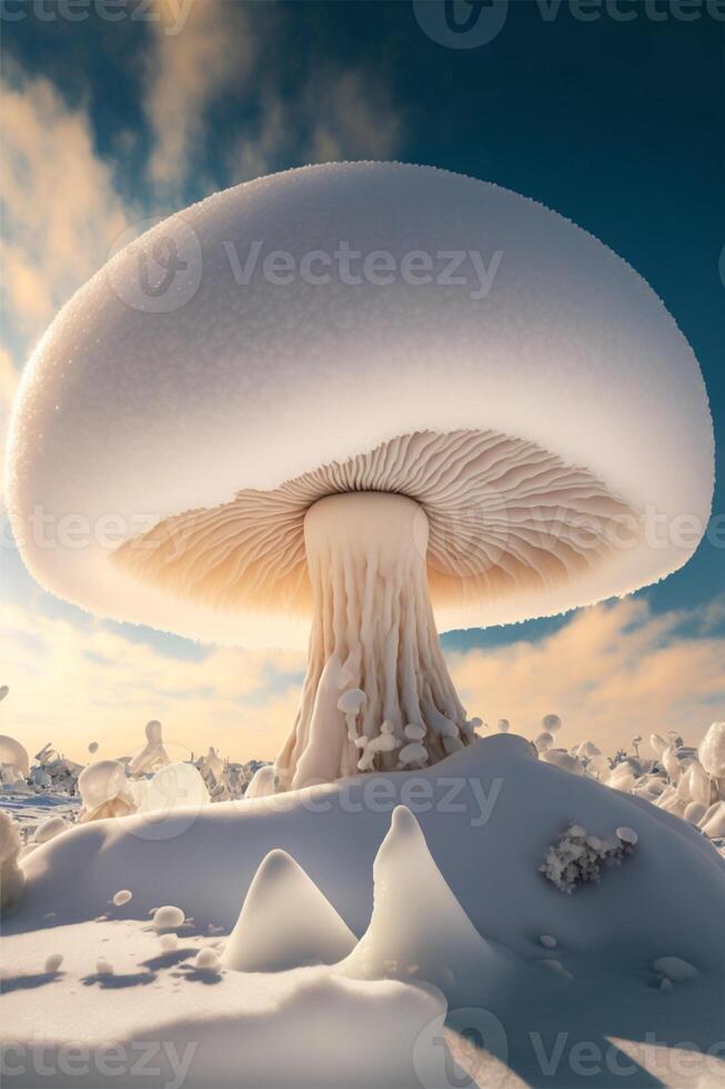 uma lindo espectral branco cogumelo. generativo ai foto
