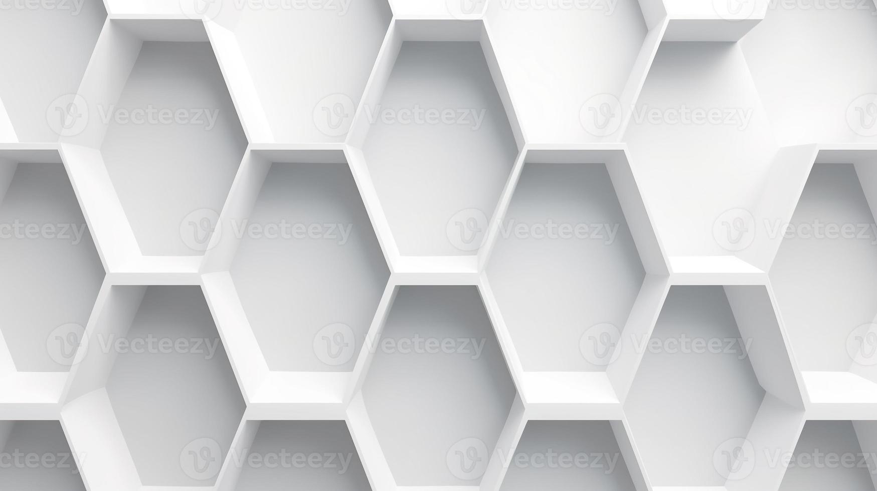 abstrato 3d Renderização do branco hexágonos. futurista fundo foto