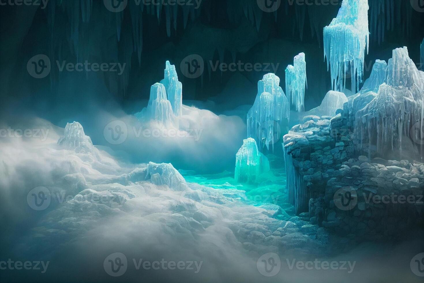 congeladas cascata dentro a meio do a noite. generativo ai. foto
