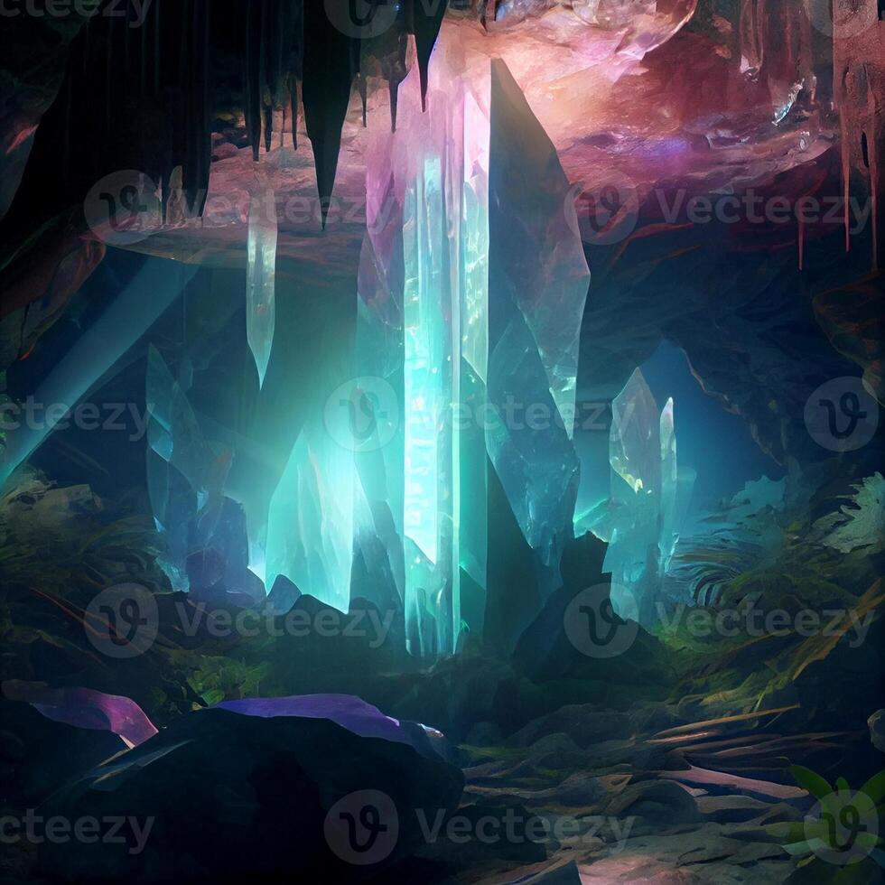 digital pintura do uma caverna com uma cascata. generativo ai. foto