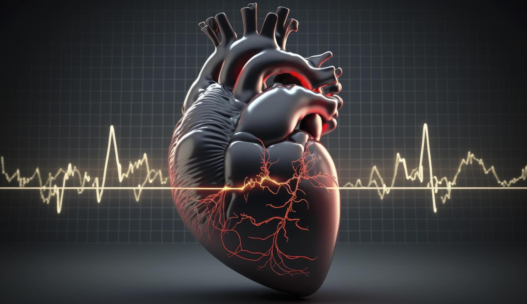 humano coração com cardiograma para médico coração saúde Cuidado fundo, generativo ai foto