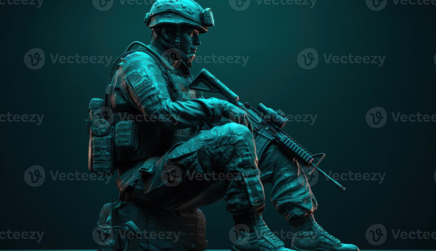 aterrado soldado dentro uniforme reflete, incorporando resiliência e serviço. generativo ai foto