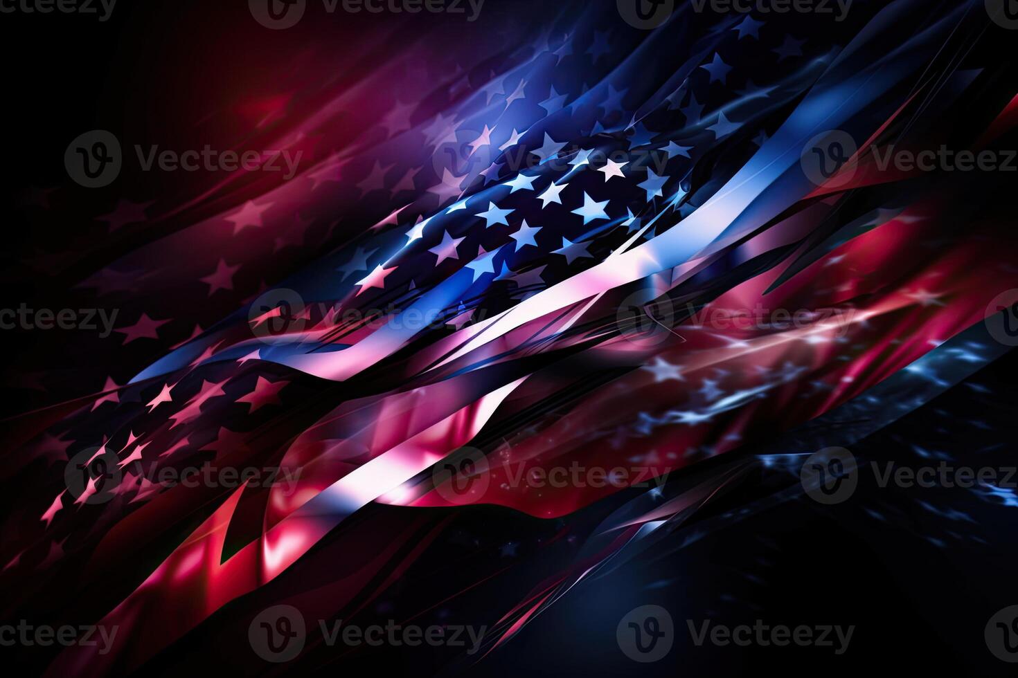 independência dia abstrato fundo com elementos do a americano bandeira dentro Sombrio azul cores. generativo ai foto