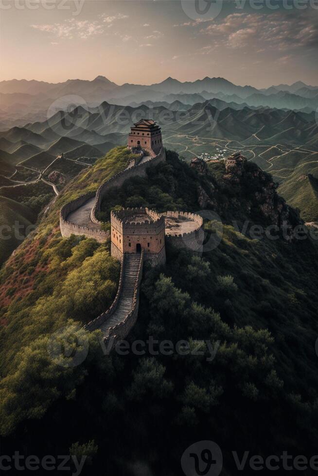 a aéreo Visão do a ótimo parede do China. generativo ai. foto