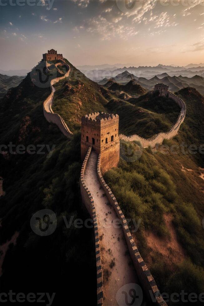 a aéreo Visão do a ótimo parede do China. generativo ai. foto