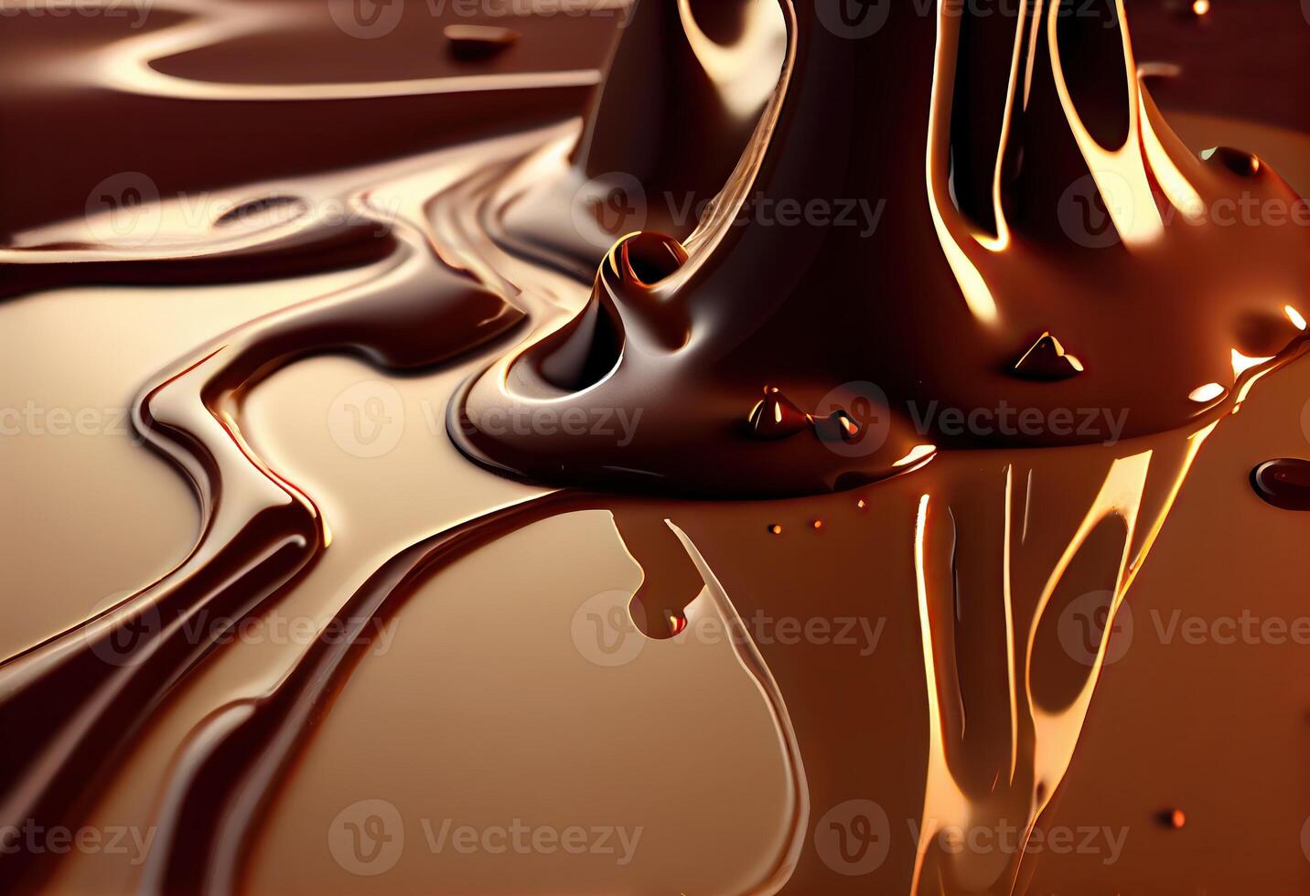 generativo ai ilustração do derretido quente chocolate fundo, derretido Sombrio chocolate fluxo, cópia de espaço foto