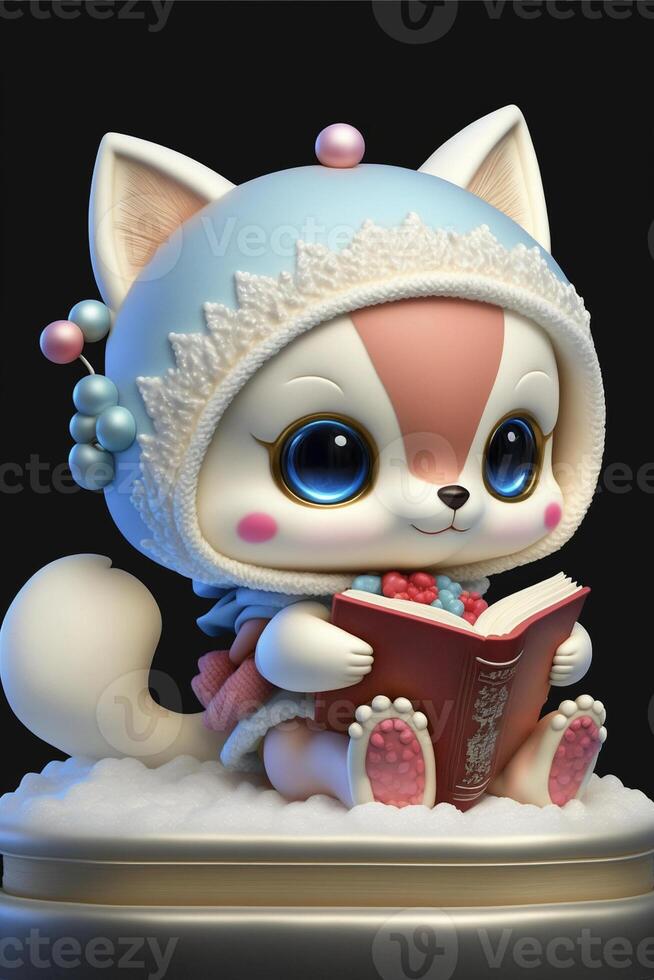 estatueta do uma gato lendo uma livro. generativo ai. foto