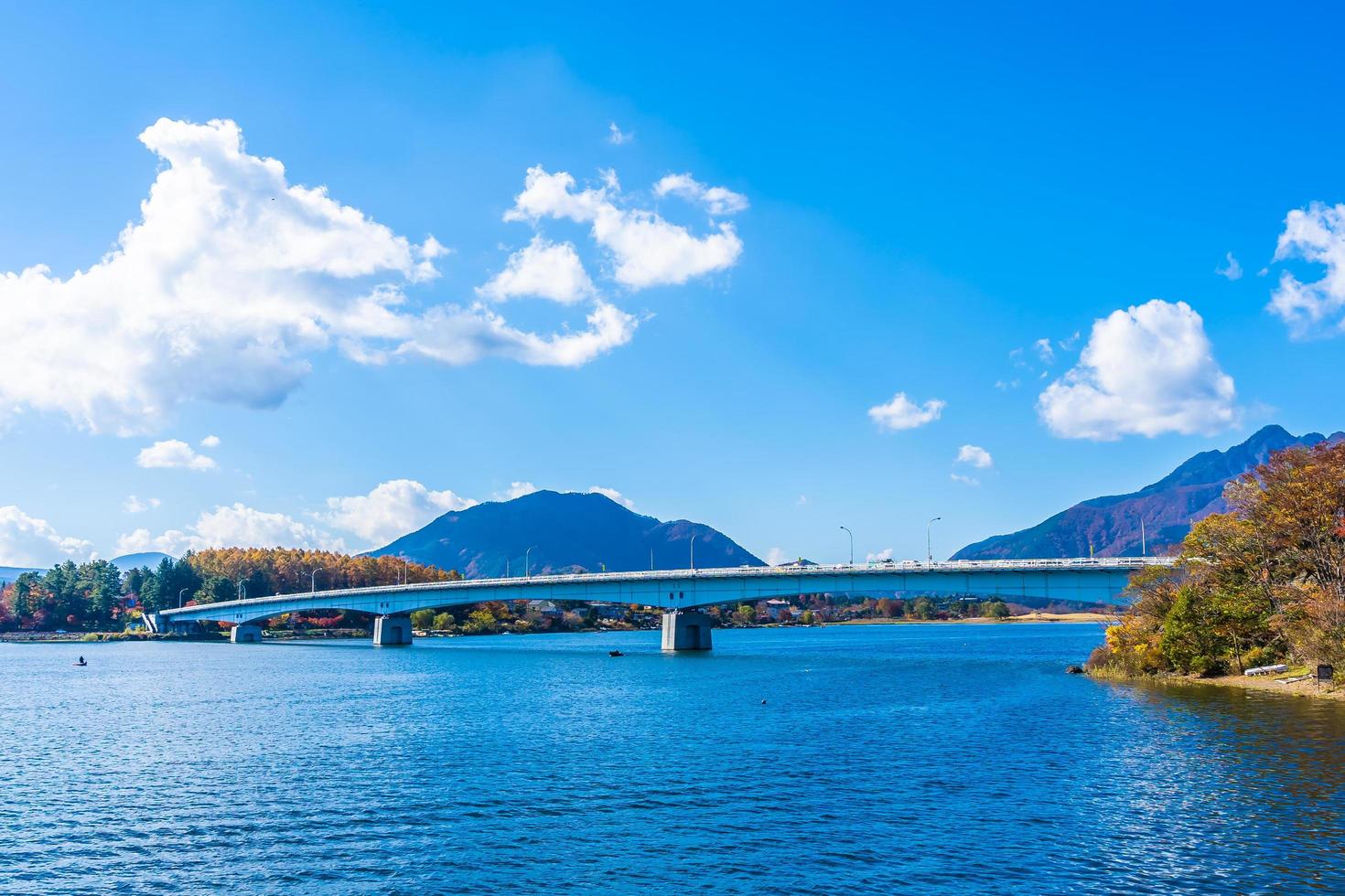 paisagem ao redor do lago kawaguchiko em yamanashi, japão foto