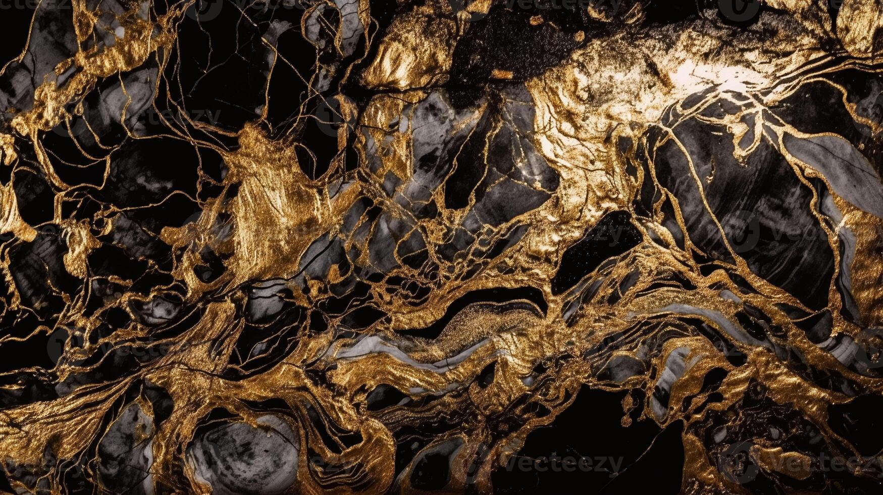 luxo fluido arte pintura dentro álcool tinta técnica, Preto e ouro. imitação do mármore pedra. ai generativo foto