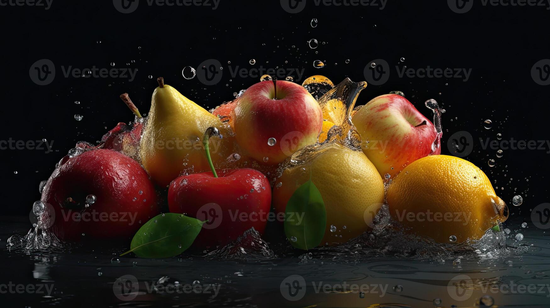 frutas com água ilustração de generativo ai foto