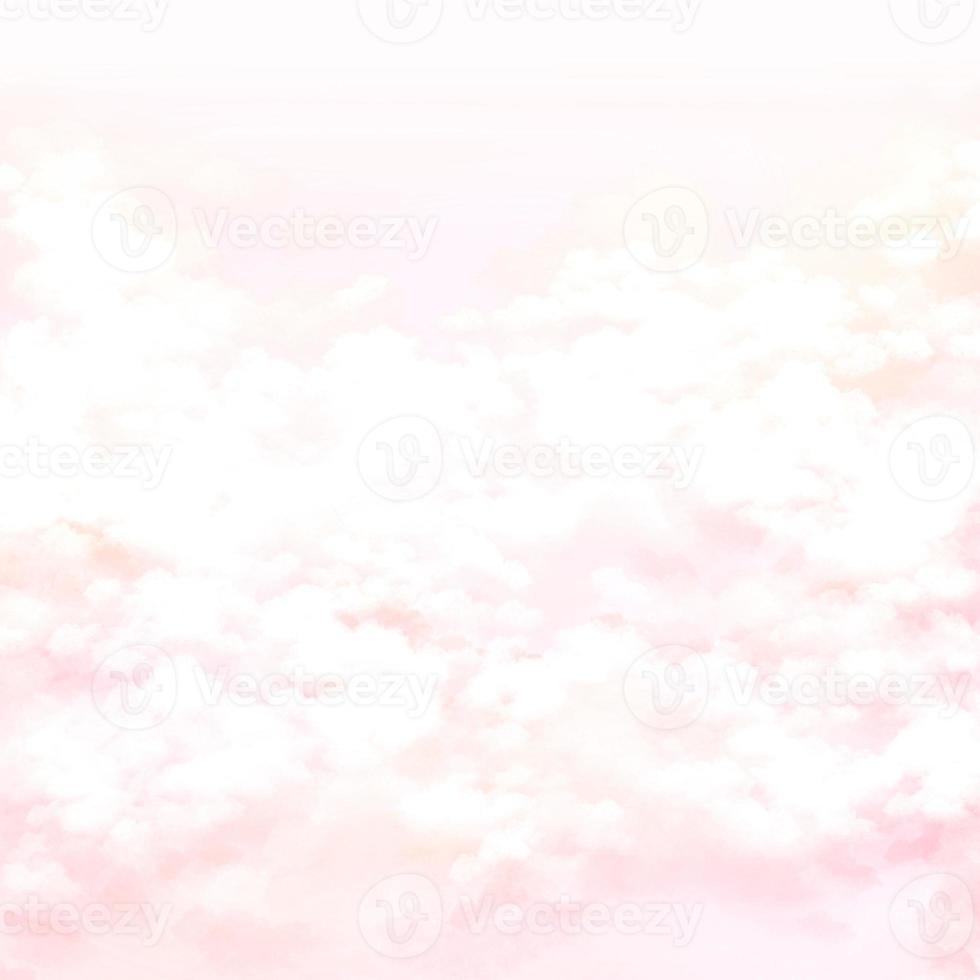 fofa pastel pêssego céu com nuvens mão desenhado fundo foto