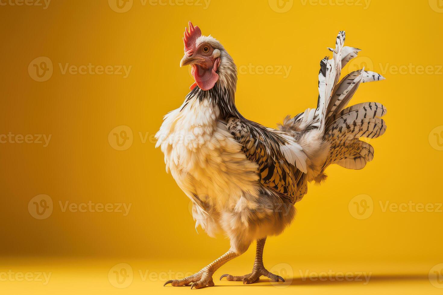 frango isolado em amarelo fundo. criada generativo ai foto