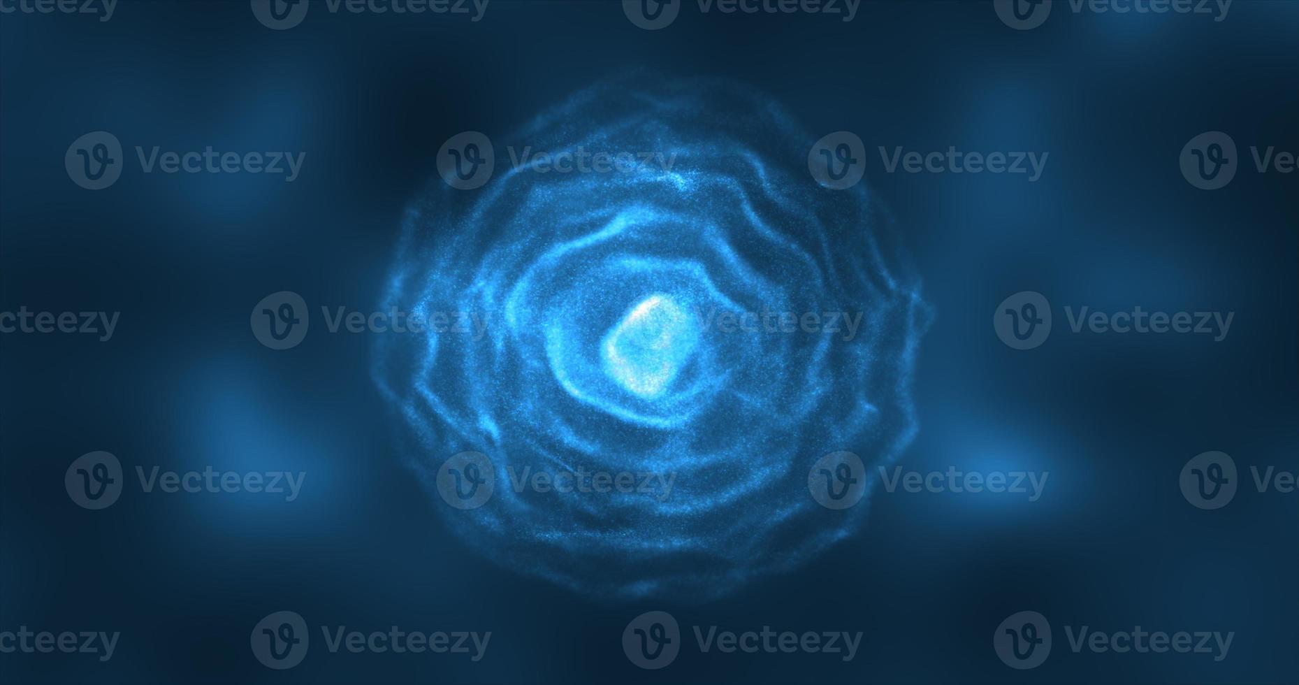 abstrato azul energia volta esfera brilhando com partícula ondas oi-tech digital Magia abstrato fundo foto