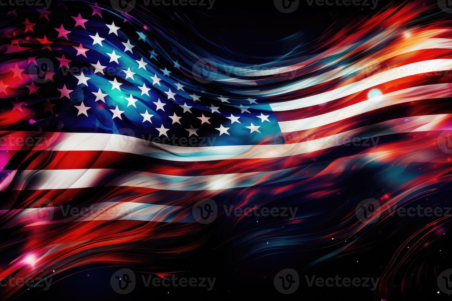 independência dia abstrato fundo com elementos do a americano bandeira dentro Sombrio azul cores.generativas ai foto