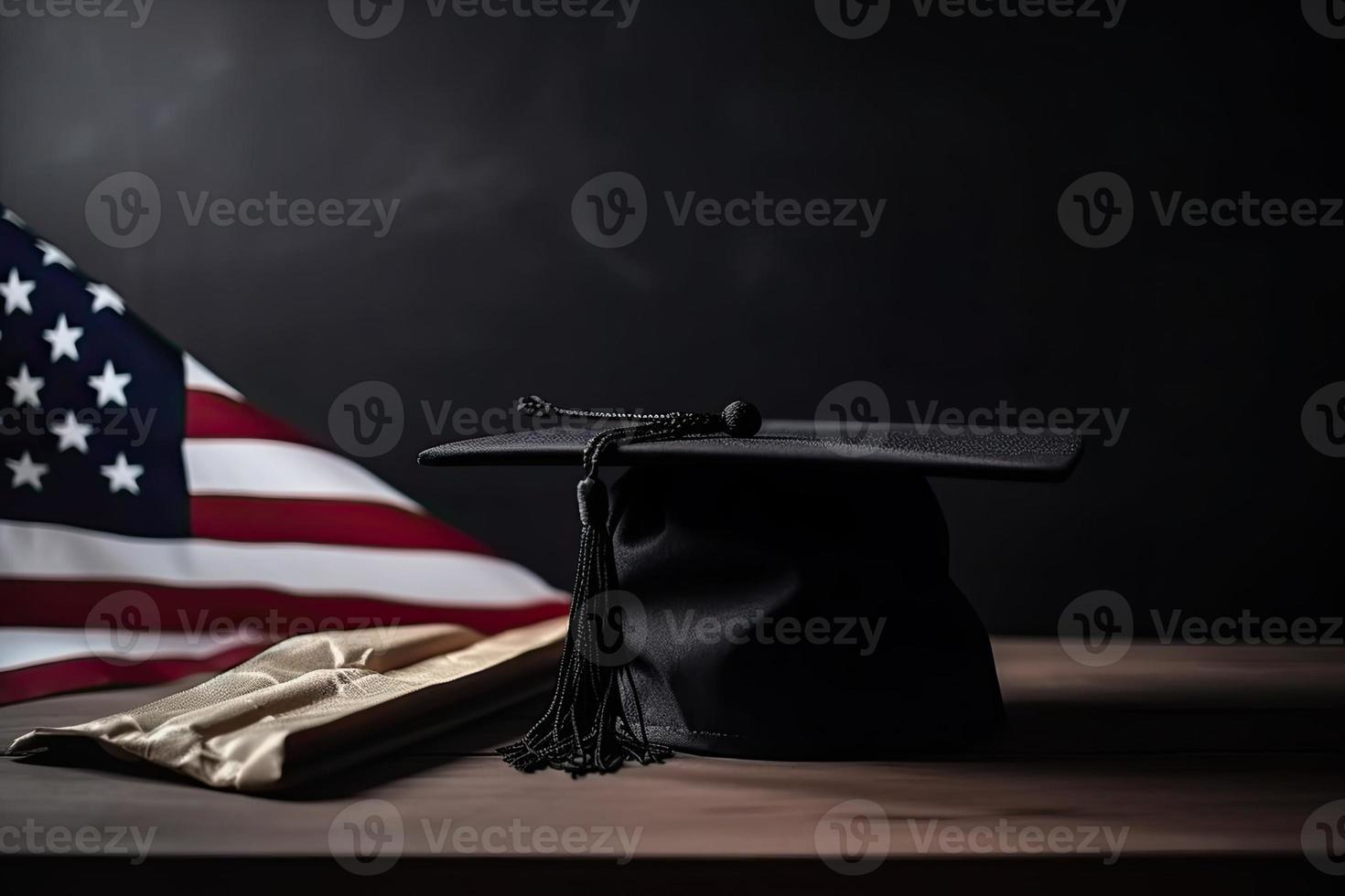 uma graduação boné em a americano bandeira foto