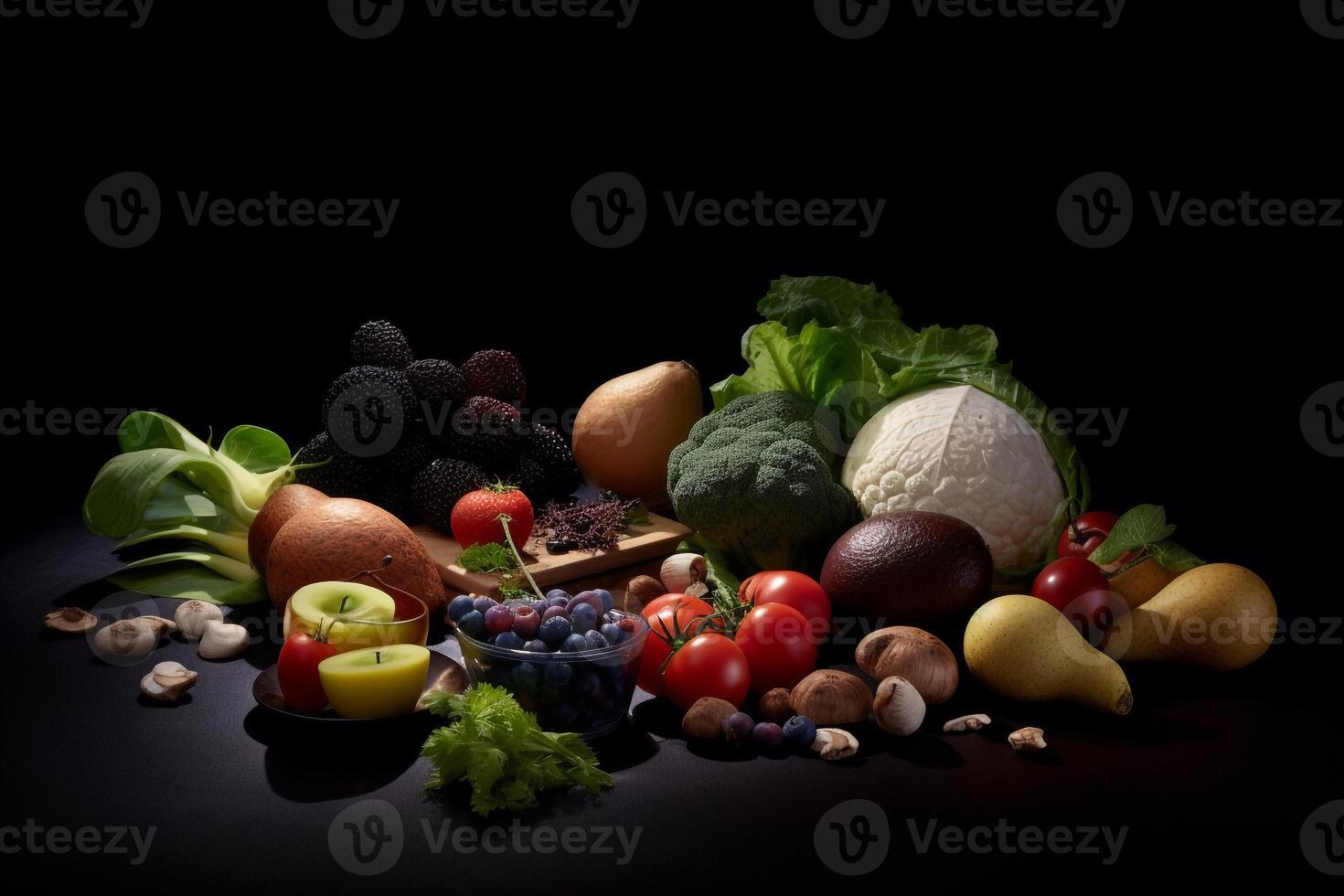 saudável comida, vegetais, frutas. foto realismo criada com ai Ferramentas