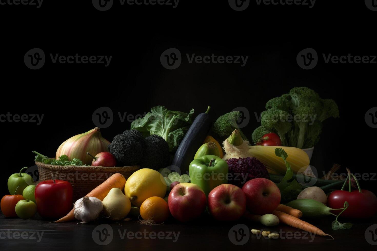 saudável comida, vegetais, frutas. foto realismo criada com ai Ferramentas