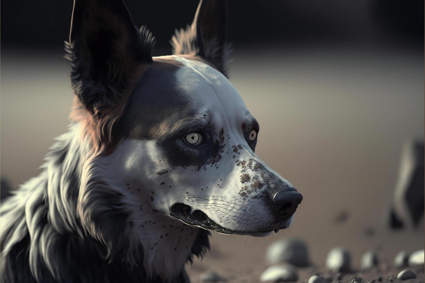 fechar acima do uma cachorro em uma de praia. generativo ai. foto