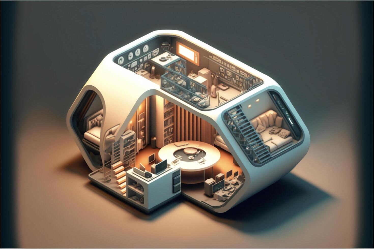 modelo do uma espaço estação dentro a forma do uma casa. generativo ai. foto