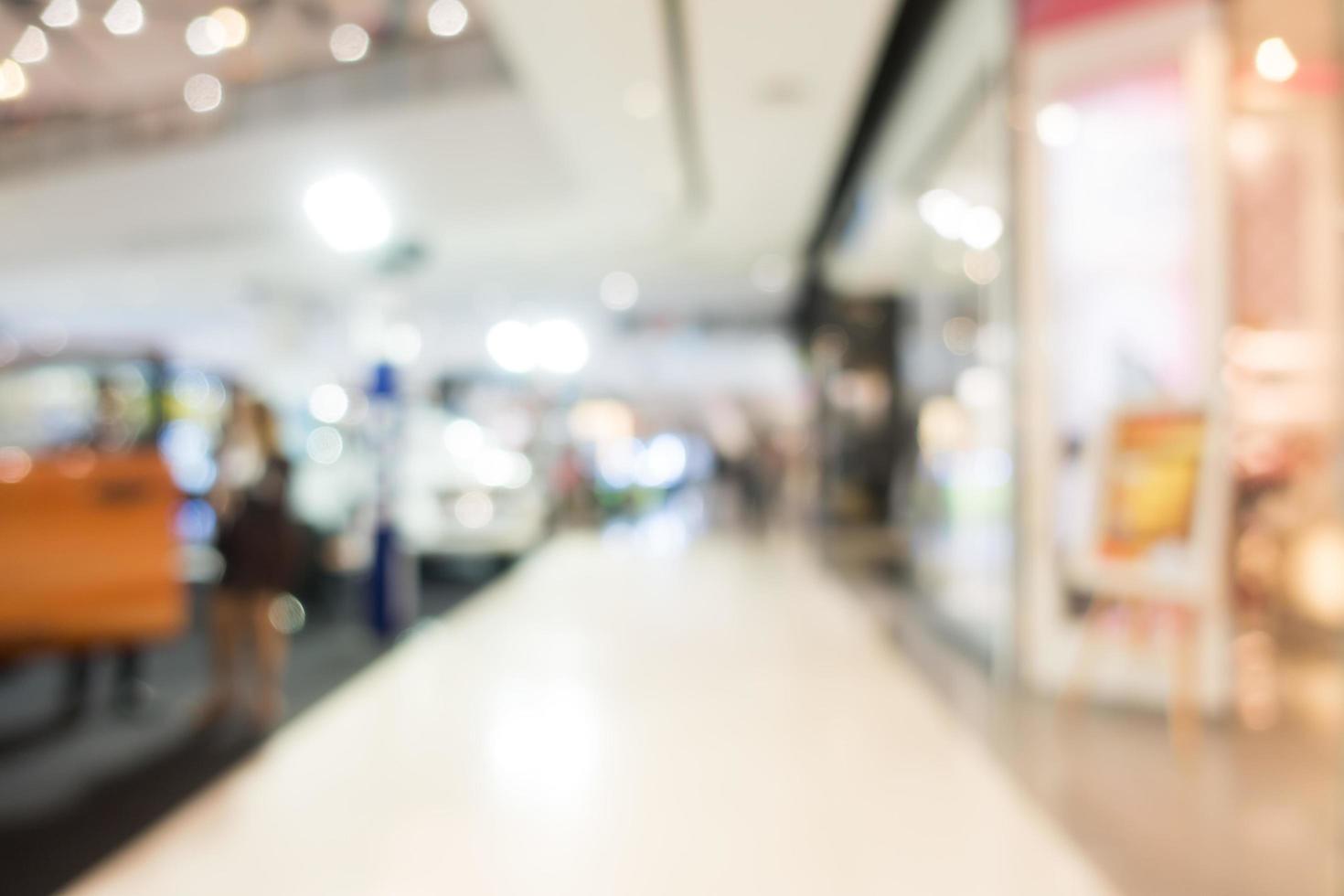 centro comercial desfocado e interior de loja de varejo para o fundo foto