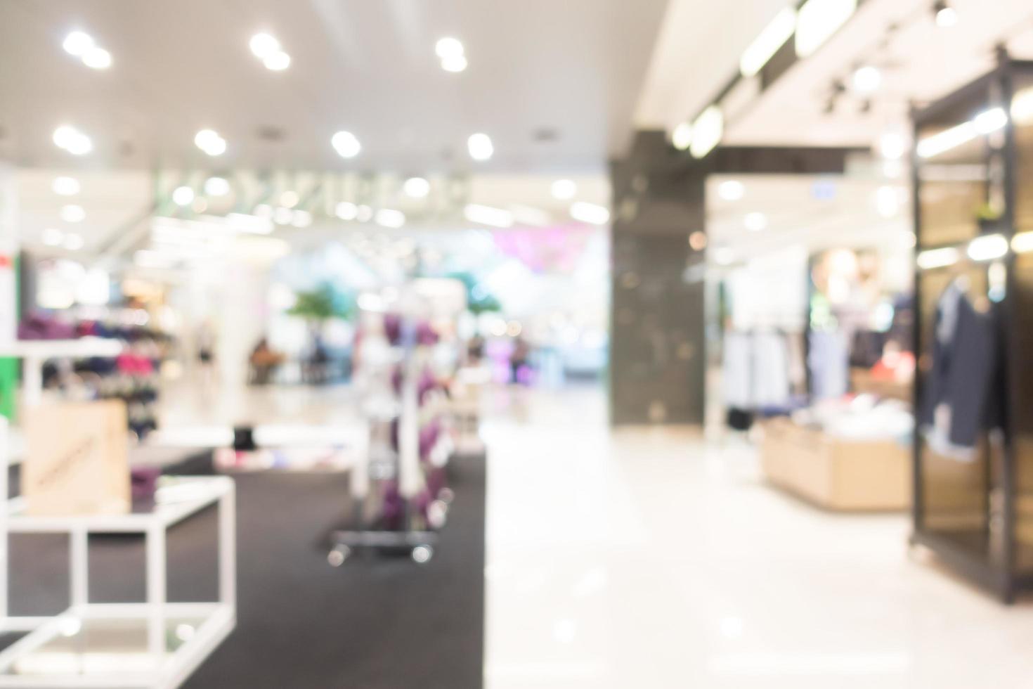 centro comercial desfocado e interior de loja de varejo para o fundo foto