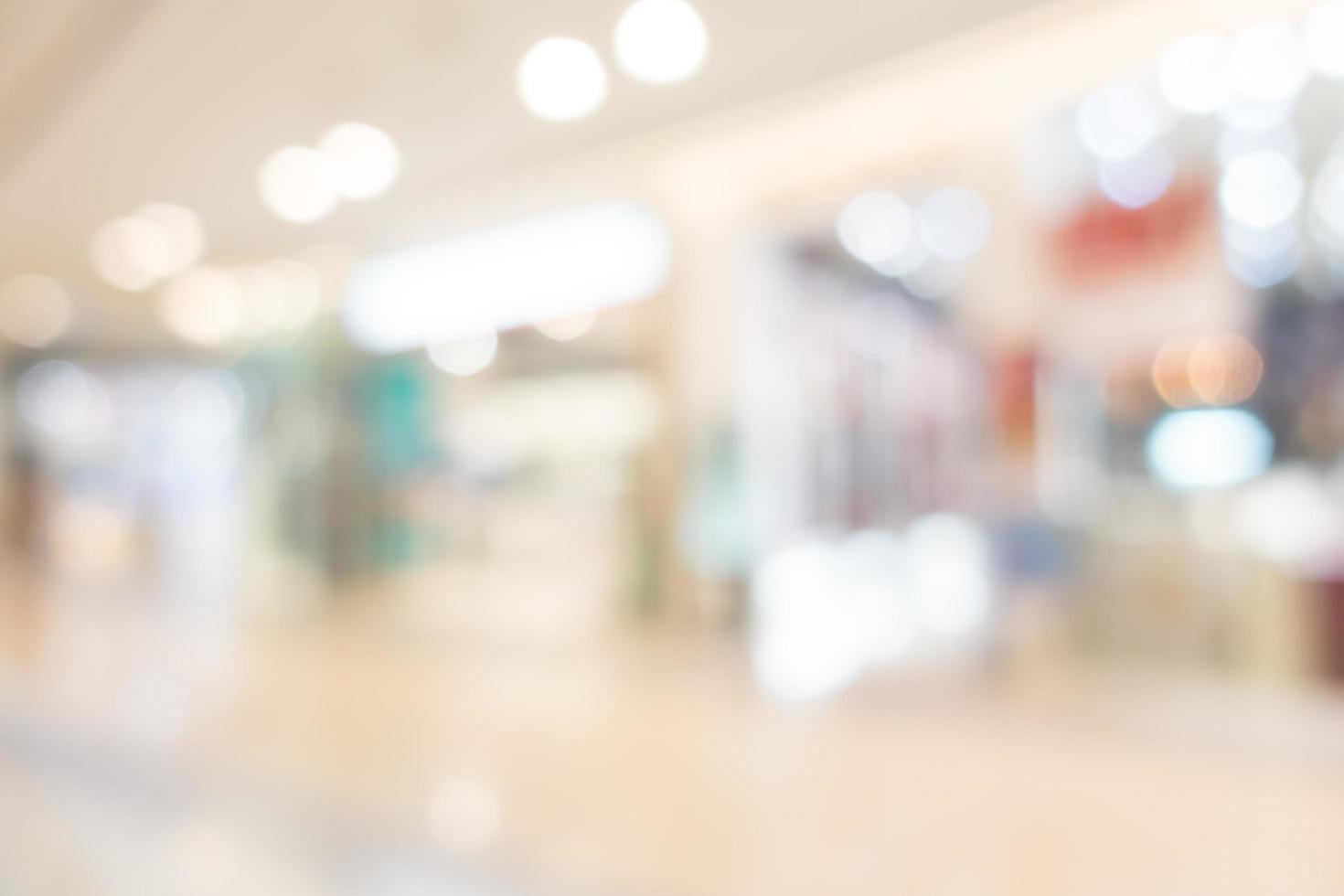 centro comercial desfocado e interior de loja de varejo para o fundo foto