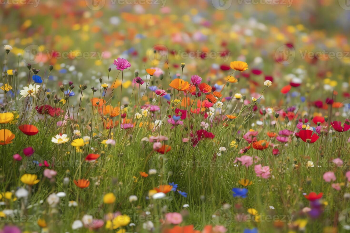 colorida Primavera flor Prado. ai gerado foto