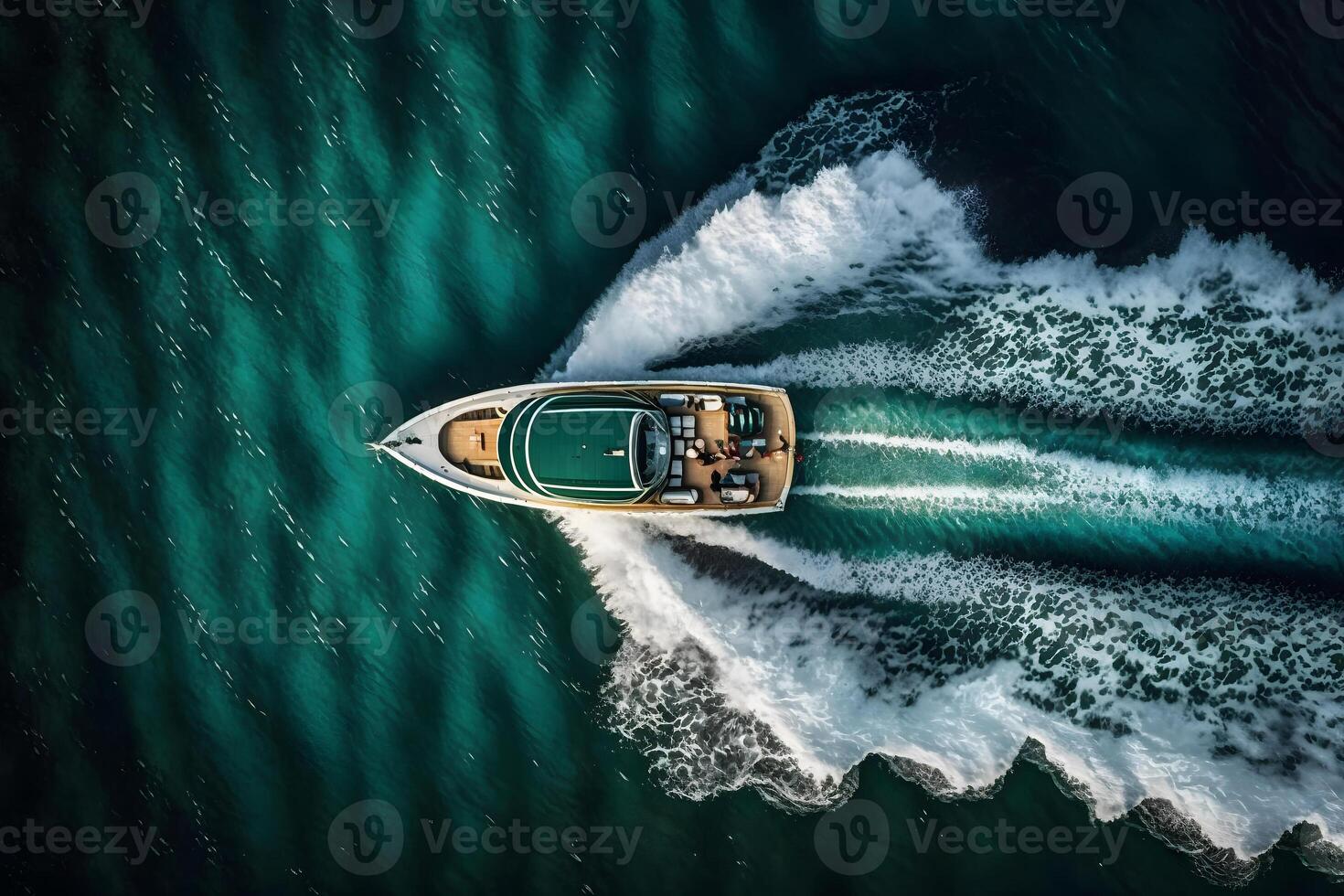 barco flutua dentro a mar, topo visualizar. neural rede ai gerado foto