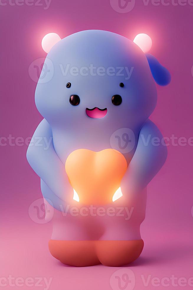 lâmpadas com brilhando corações, fundo para namorados amor com personagem desenho animado foto