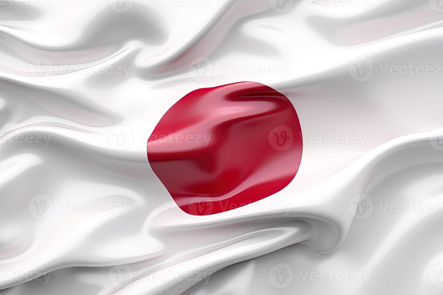 vermelho círculo e branco fundo, acenando a nacional bandeira do Japão, acenou uma altamente detalhado fechar-se. ai gerado foto