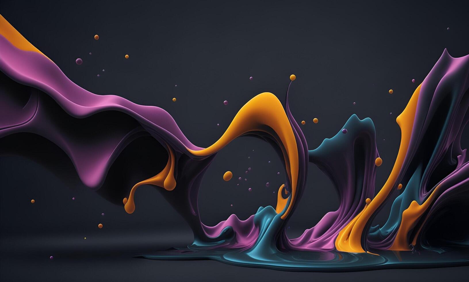 uma colorida líquido salpicos dentro uma Sombrio fundo criada de ai gerado foto