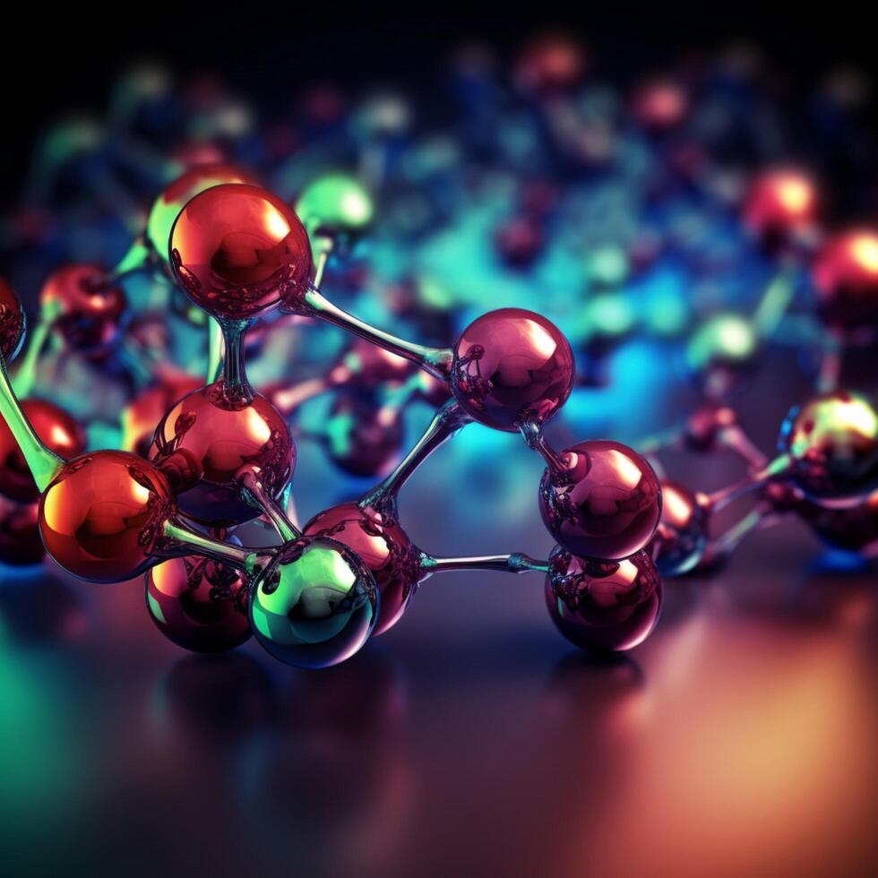 uma colorida imagem do uma molécula ai generativo foto