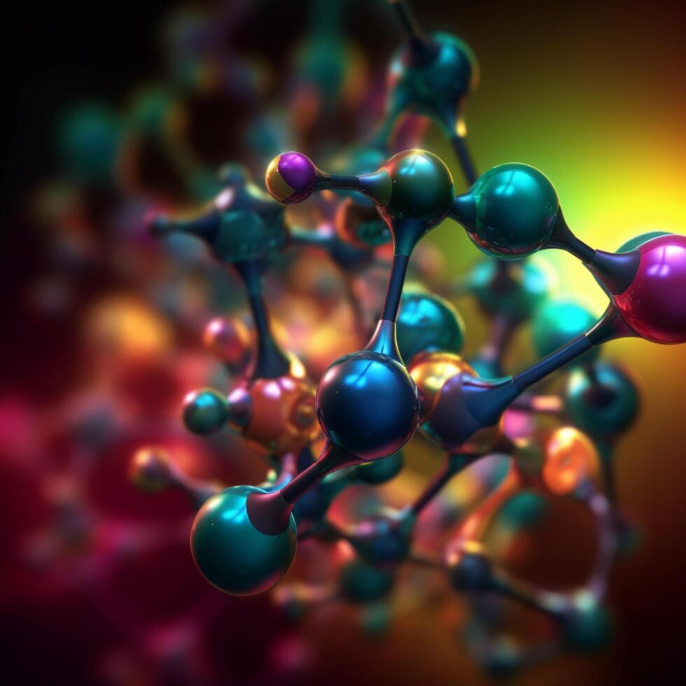 uma colorida imagem do uma molécula ai generativo foto