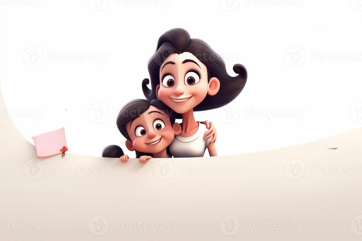 feliz mãe dia, mãe com criança 3d ilustração em isolado fundo generativo ai foto