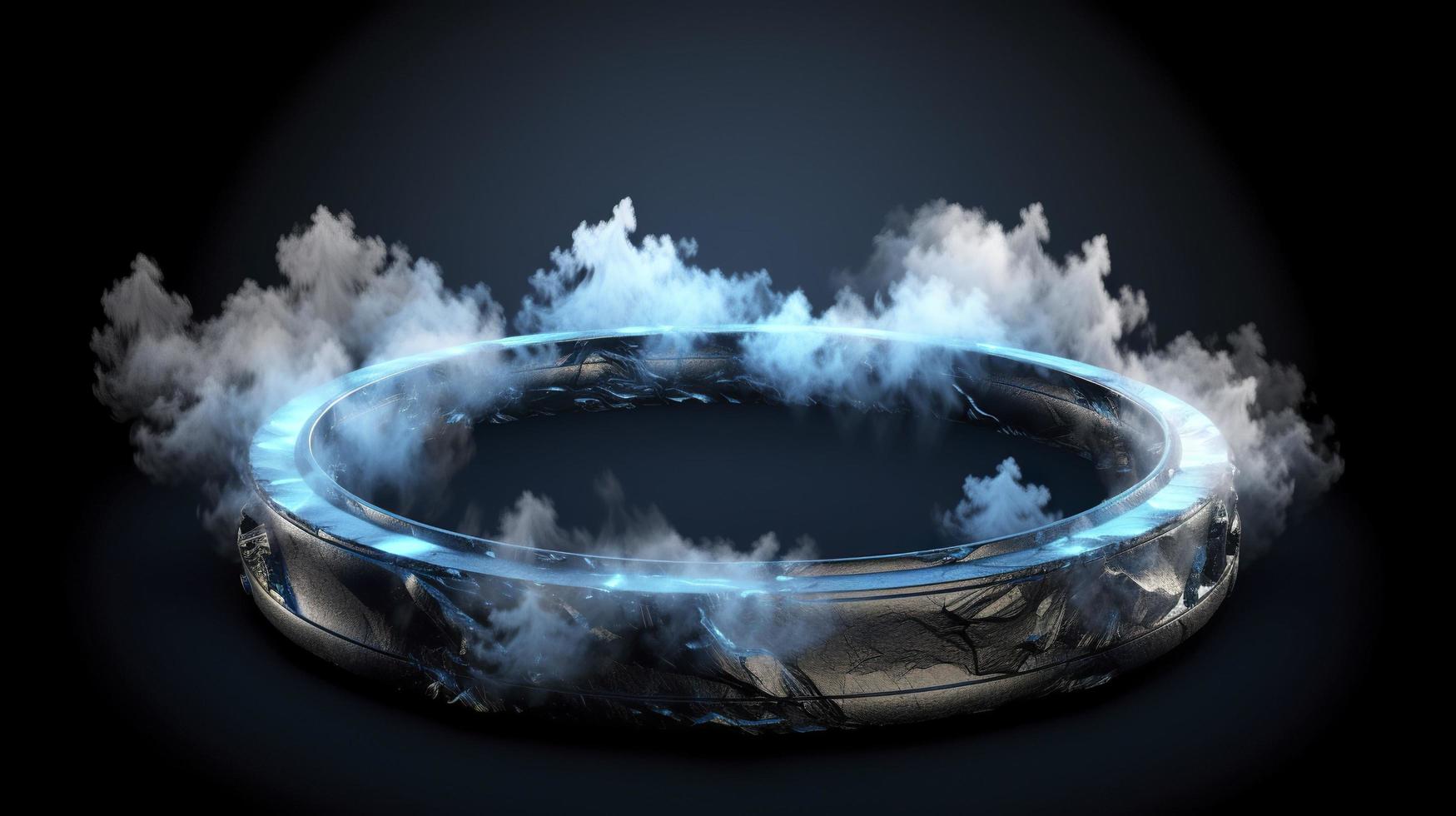 3d azul nuvem anel dentro a ar, dentro a estilo do luminoso luz efeitos, misterioso espaço, gerar ai foto