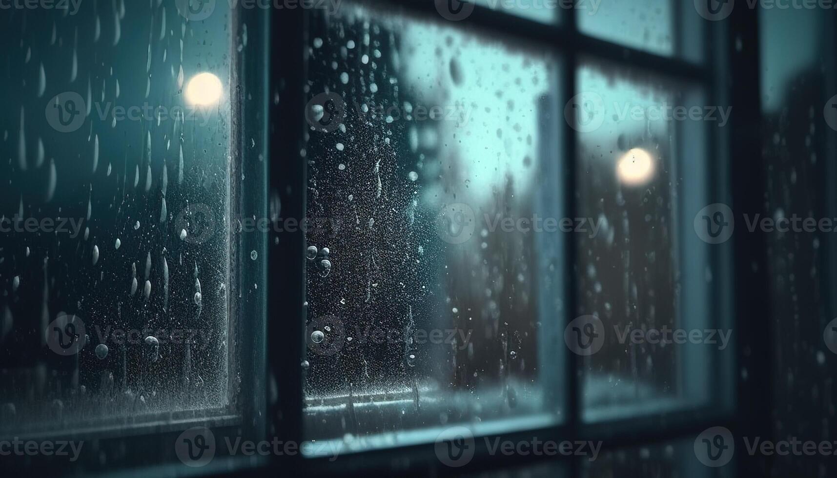 pingos de chuva em janela, digital arte ilustração, generativo ai foto