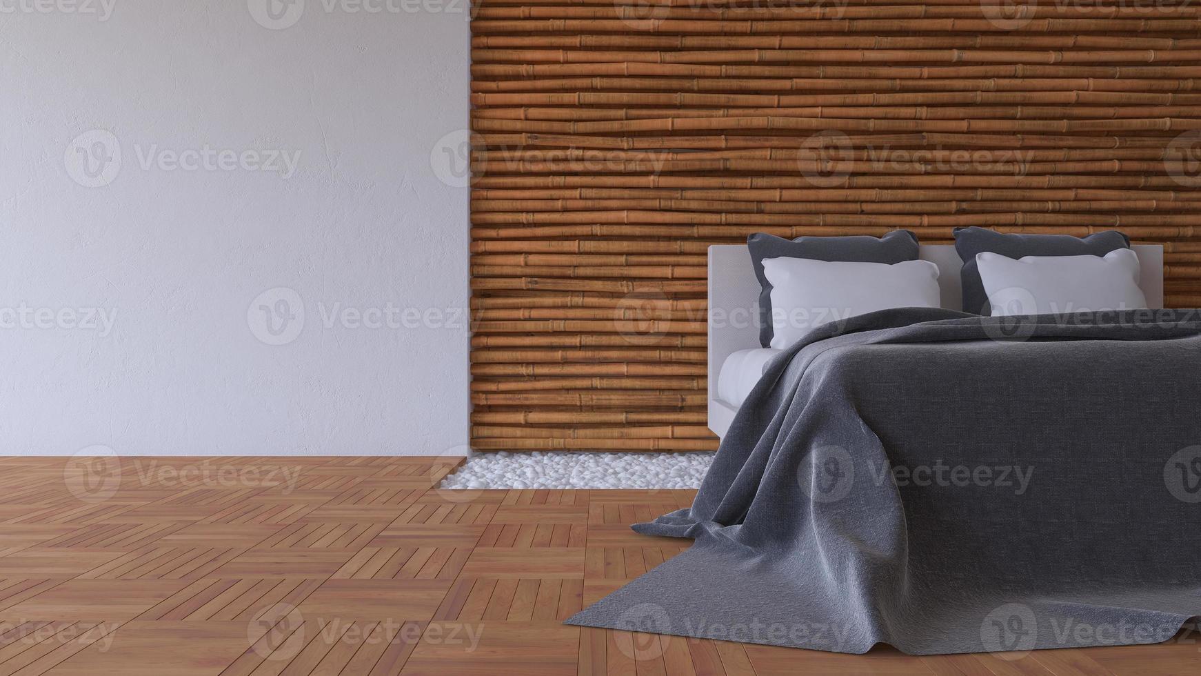 Cama 3D e parede de bambu foto