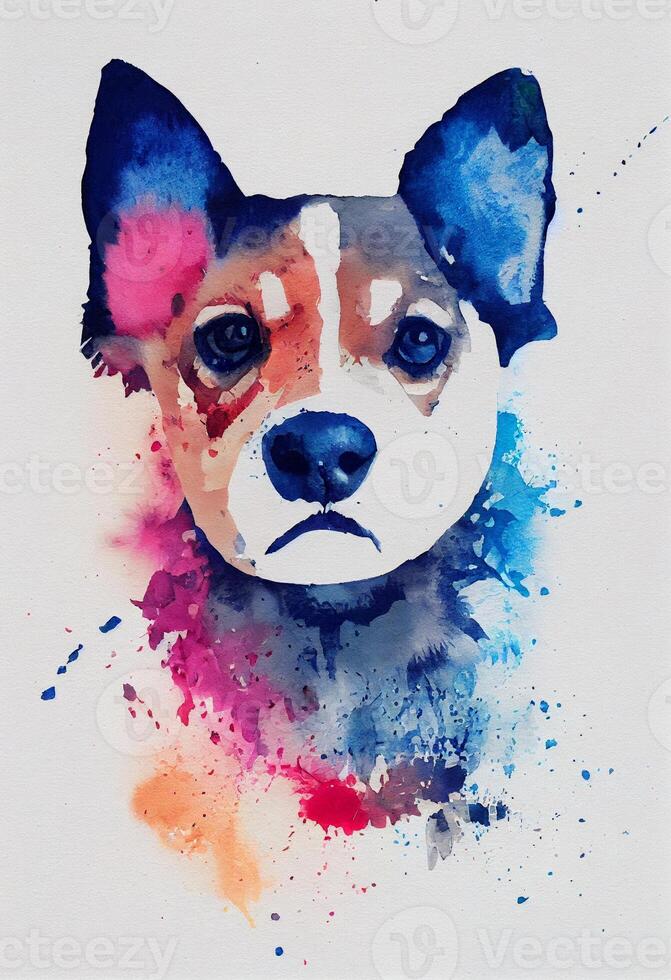 fechar acima do uma pintura do uma cachorro. generativo ai. foto