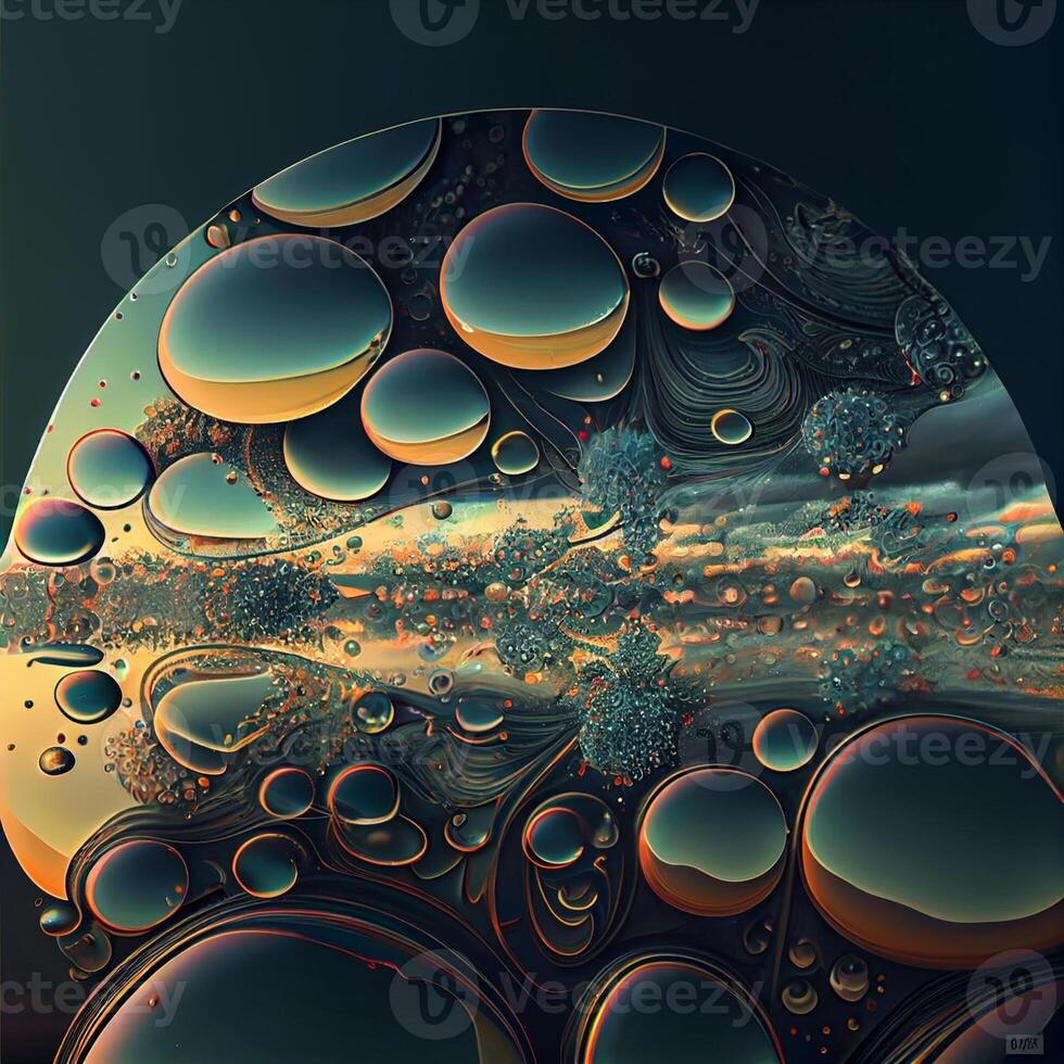 grupo do bolhas flutuando sobre uma corpo do água. generativo ai. foto
