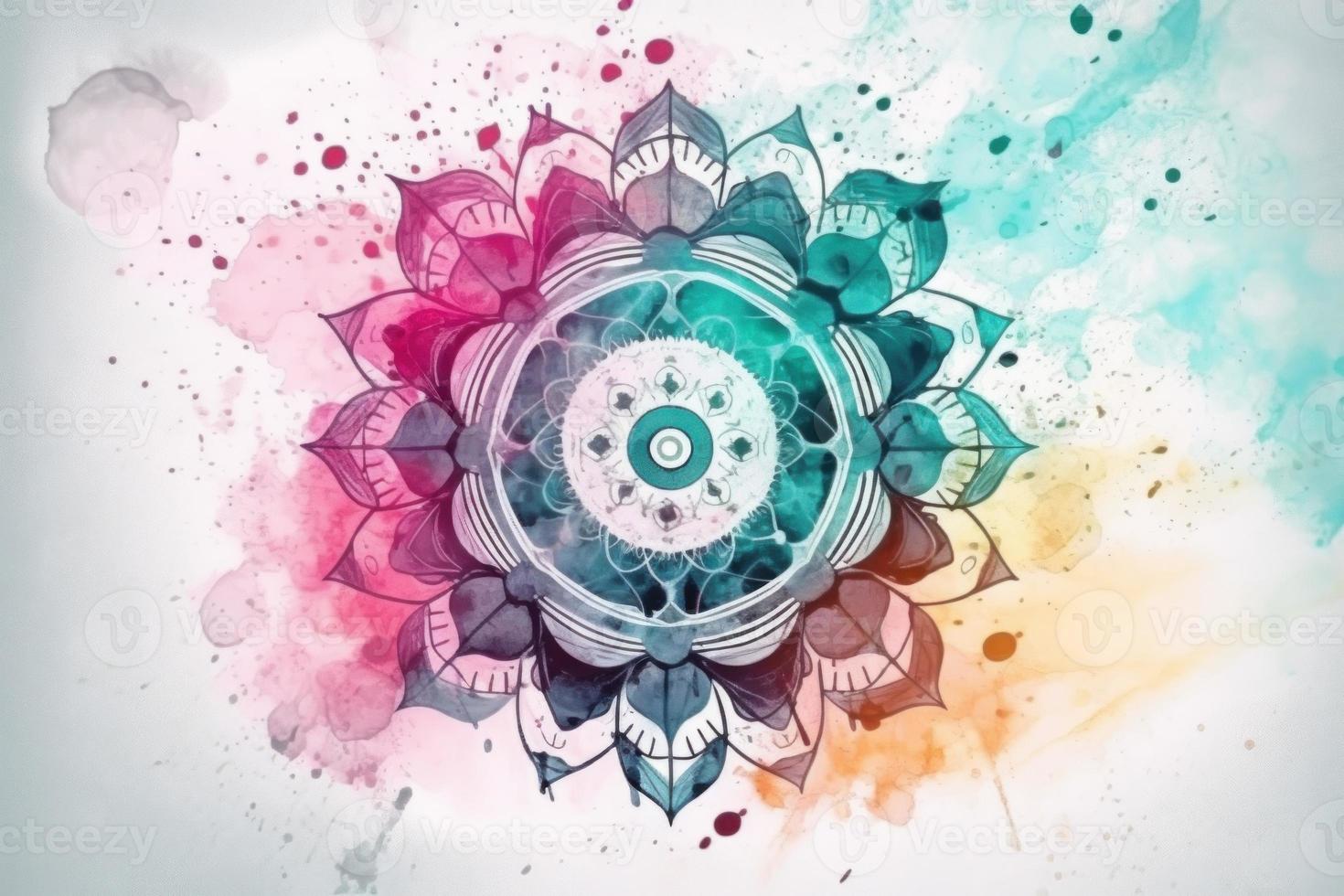 mandala desenhando aquarela. gerar ai foto